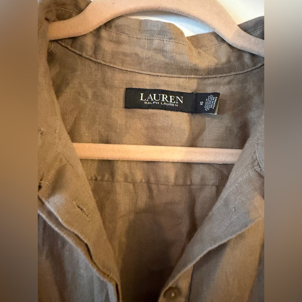 Ralph Lauren Knot-Tie Midi Shirt Dress in Camel Brown - Picture 7 of 9